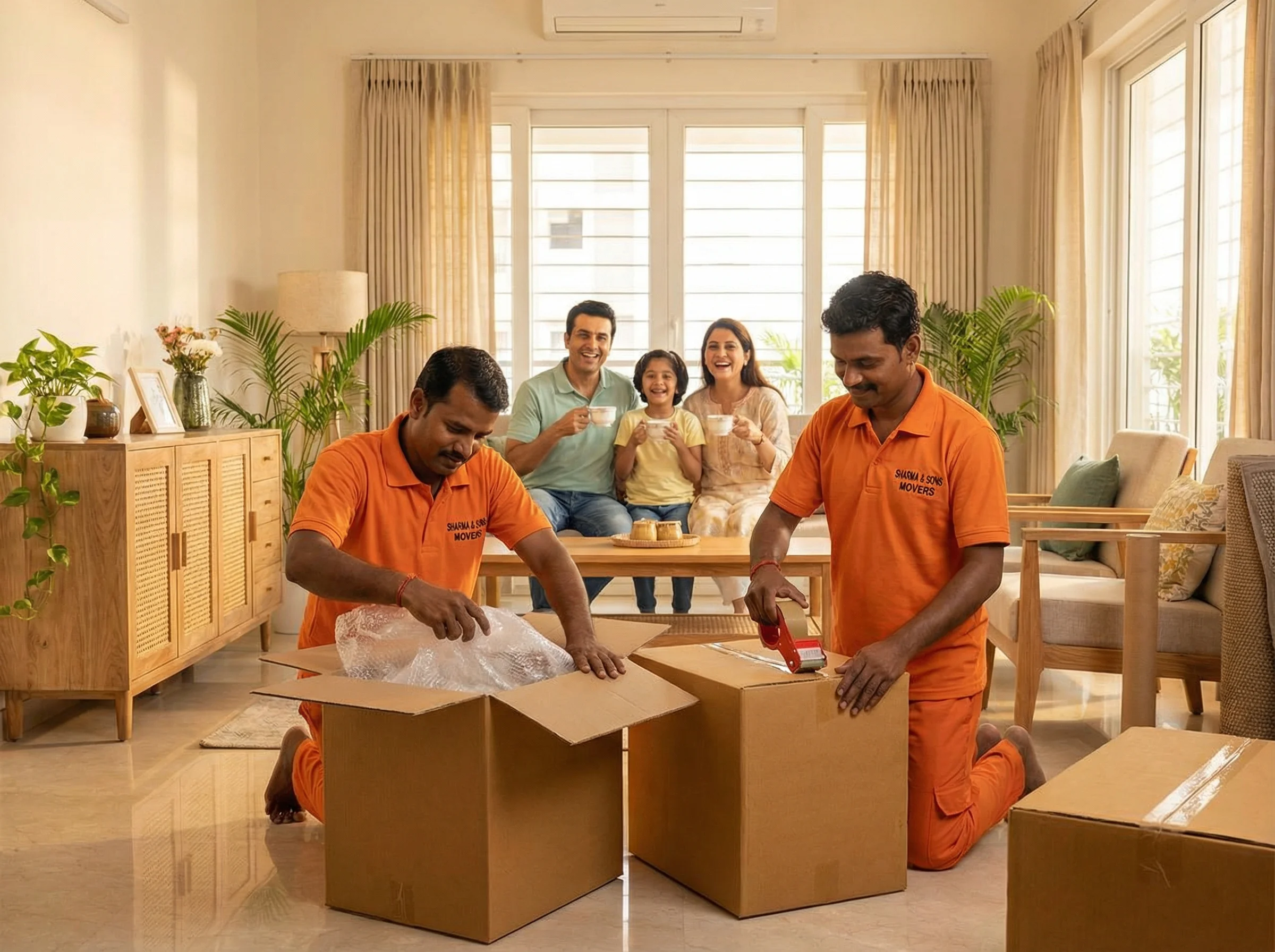 Home relocation service - household items being packed
